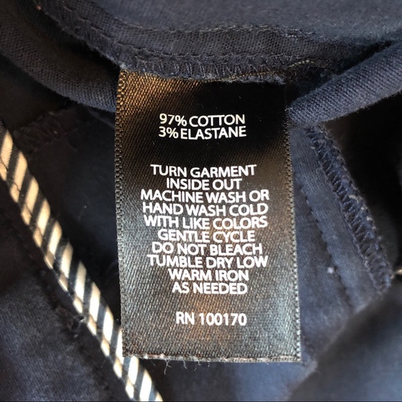 Jones & Co. High Waisted Cotton Navy Blue Cropped Stretch Pants - Picture 3 of 7